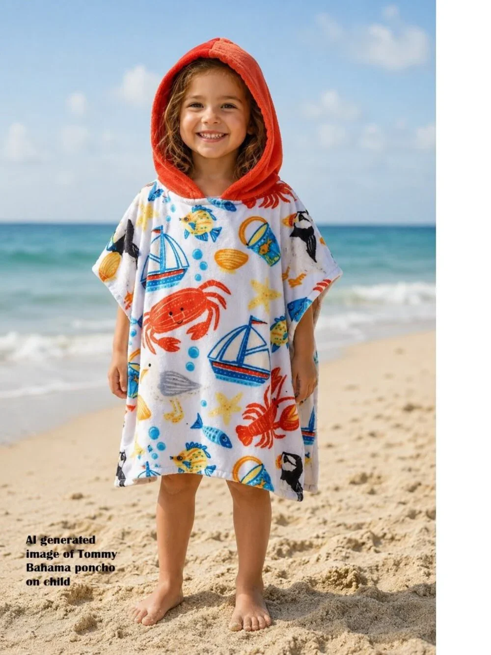Tommy Bahama Kids' Hooded Cotton Towel Poncho 24″x48″ New